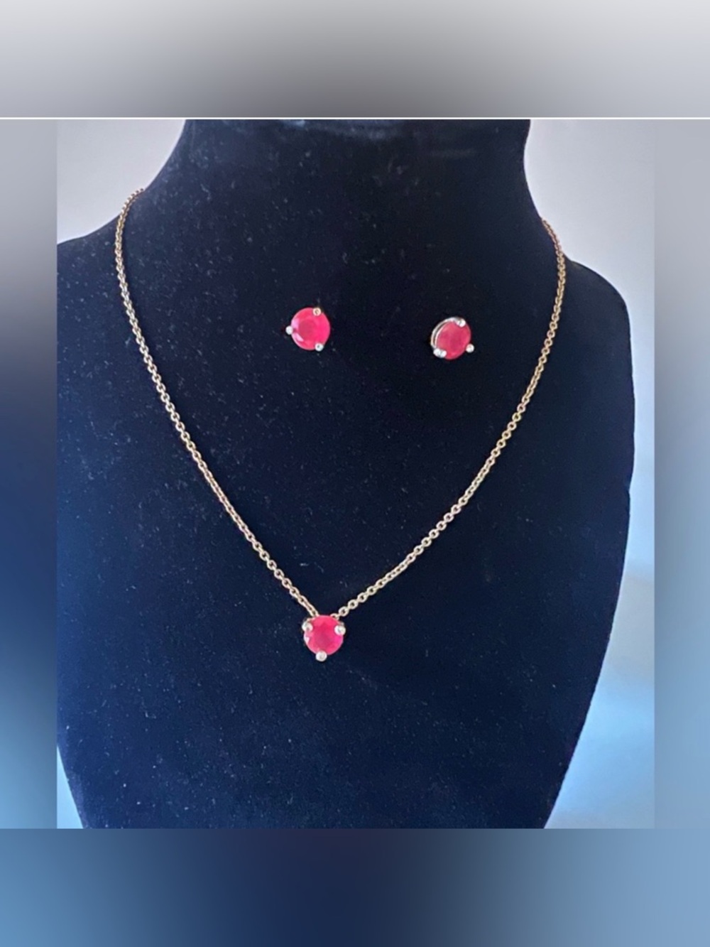 Kate Spade Pink Gumdrop Gemstone Gold-Tone Necklace & Studs Set